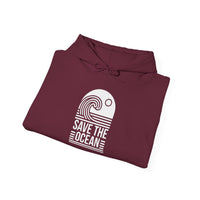 Gildan 18500 | Unisex "Save the Ocean" Wave Graphic Hoodie – Eco-Conscious Surf Style – Premium Fleece Tropical Pullover