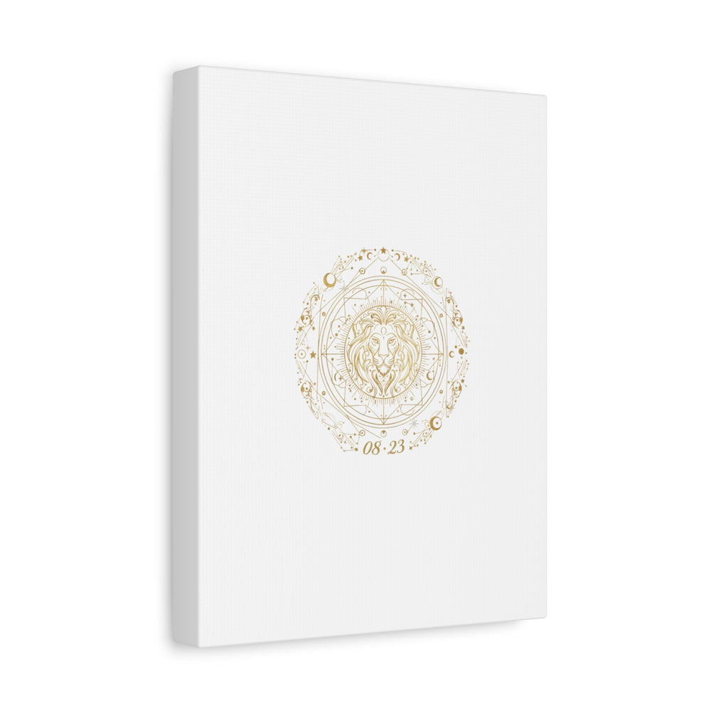 Gold Leo Zodiac Canvas, Astrological Constellation Art | Metallic Lion Wall Art