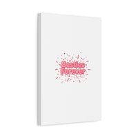 Besties Forever Canvas | Galentine’s Friendship Wall Art, Pink Confetti