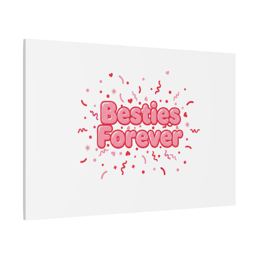 Besties Forever Canvas | Galentine’s Friendship Wall Art, Pink Confetti