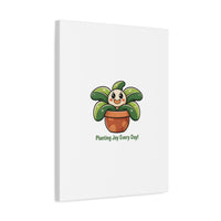Planting Joy Every Day Canvas | Plant Parent Pun, Sage Cream Botanical Art