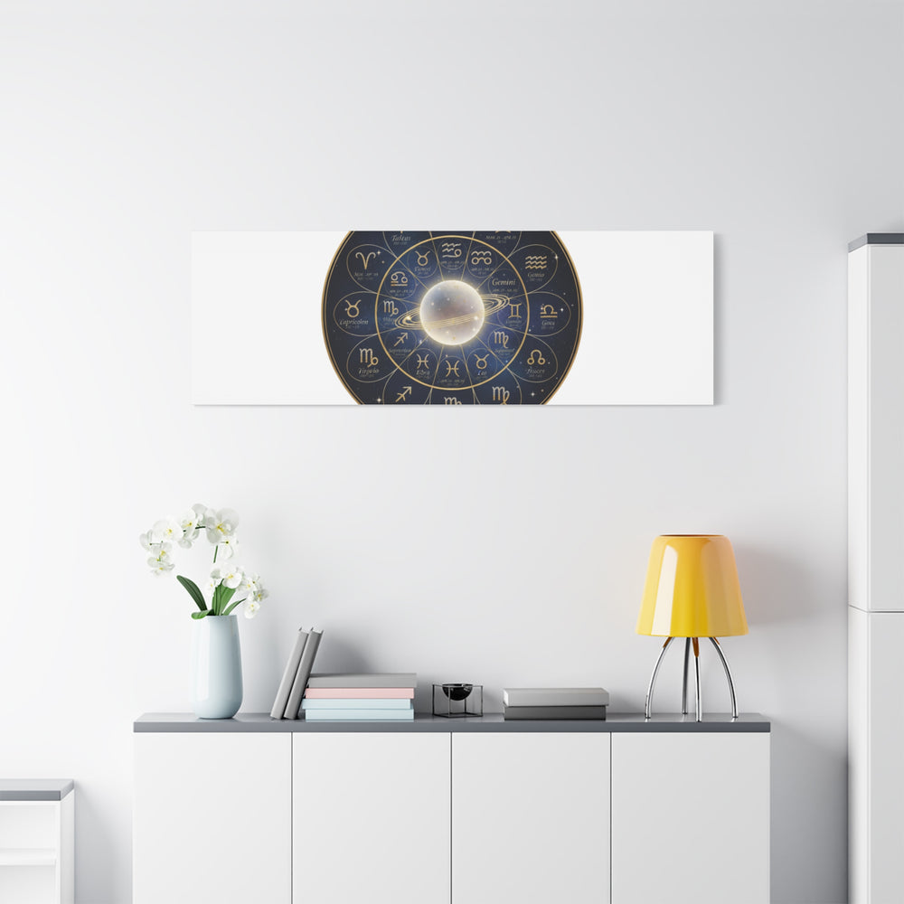 Zodiac Constellation Wheel Canvas, Astrology Art Print | Gold Foil Galaxy