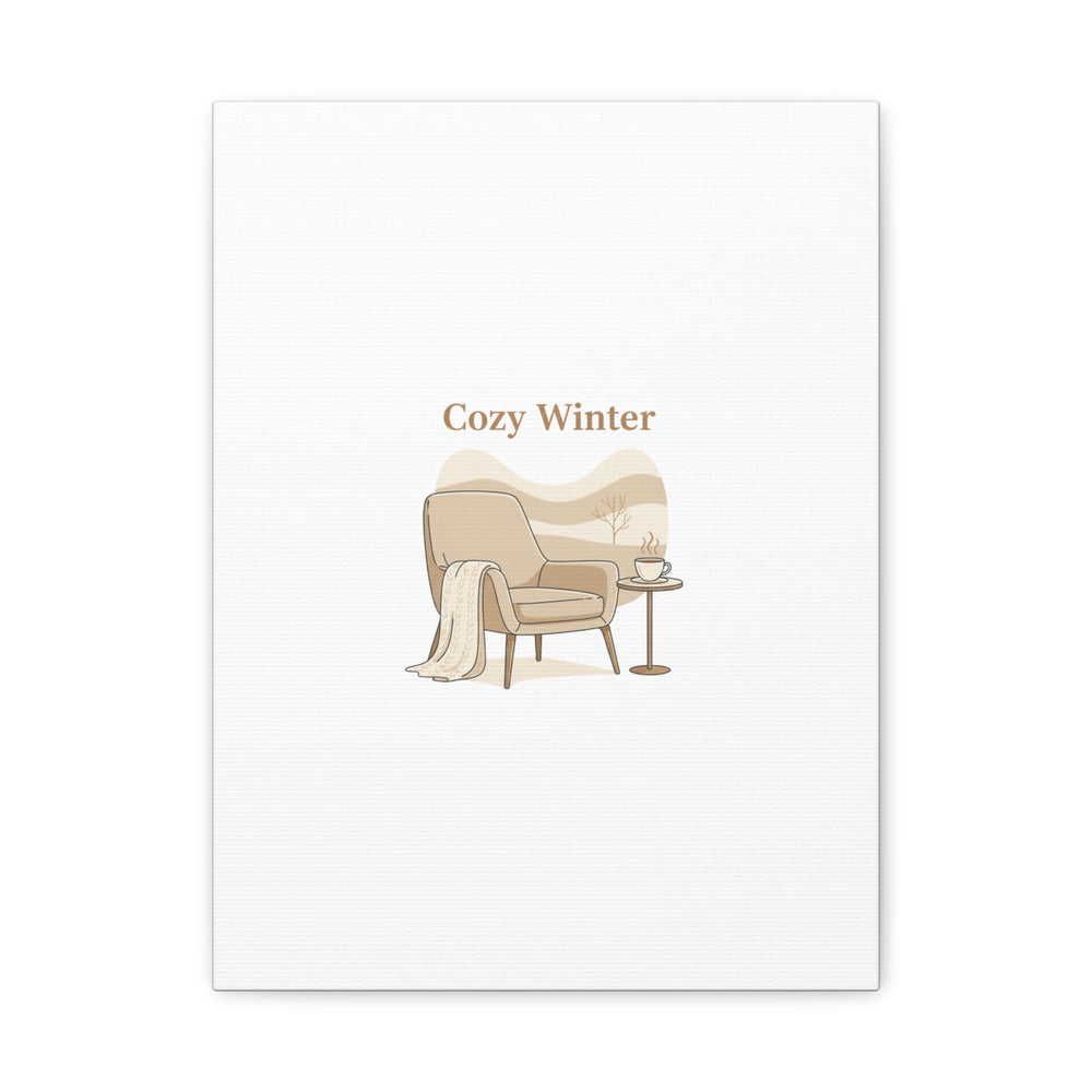 Cozy Winter minimal line art Canvas | Slow Life, soft life neutral wall decor