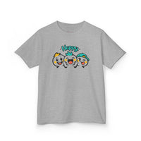 Gildan 5000B | "Happy Trio" Kids' Premium Cotton Graphic Tee | Little Smiles & Winks – Fun Cartoon Kids’ T-Shirt | Joyful Friends Unisex Kids' Summer Graphic Tee