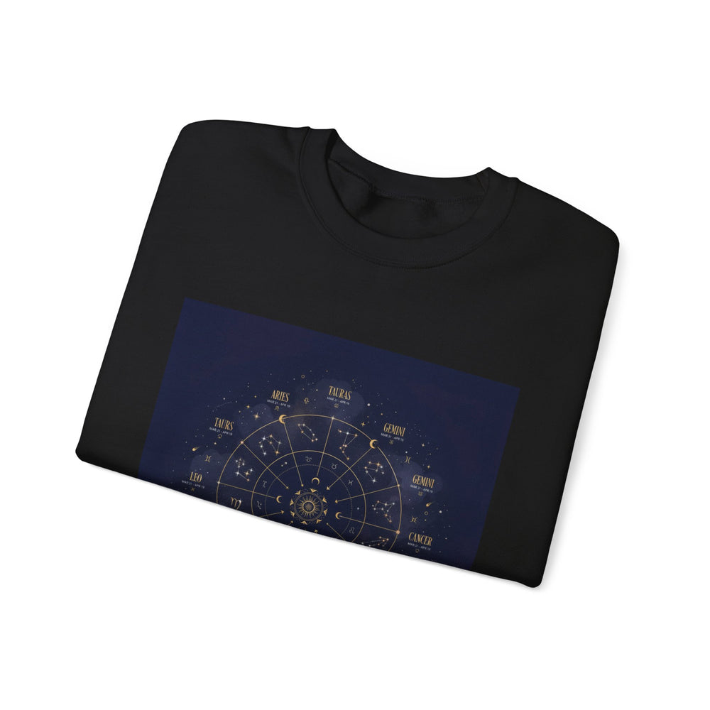 Zodiac Constellation Wheel Sweatshirt | Astrology, Cosmic Gold Accents