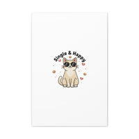 Single & Happy Cat Canvas | Anti Valentine, Sarcastic Valentine Wall Art
