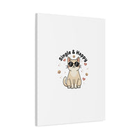 Single & Happy Cat Canvas | Anti Valentine, Sarcastic Valentine Wall Art