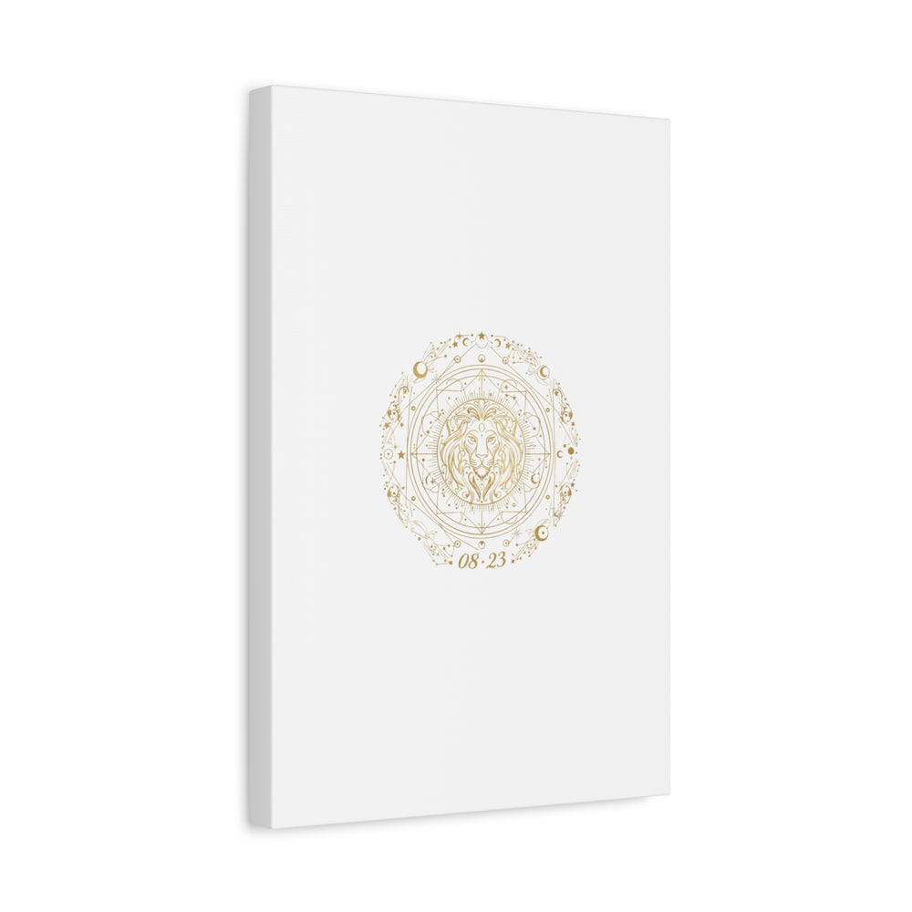 Gold Leo Zodiac Canvas, Astrological Constellation Art | Metallic Lion Wall Art