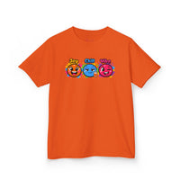 Gildan 5000B | Kids' "Joy, Chill, Vibe" Trio Graphic Tee | Kids Tee — Joy Chill Vibe Emoji Trio Graphic T-Shirt