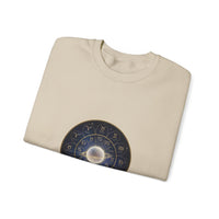 Zodiac Wheel Constellation Crewneck Sweatshirt | Astrology Cosmic Metallic