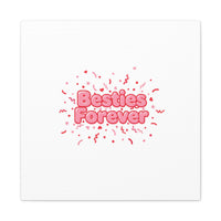 Besties Forever Canvas | Galentine’s Friendship Wall Art, Pink Confetti