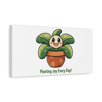 Planting Joy Every Day Canvas | Plant Parent Pun, Sage Cream Botanical Art