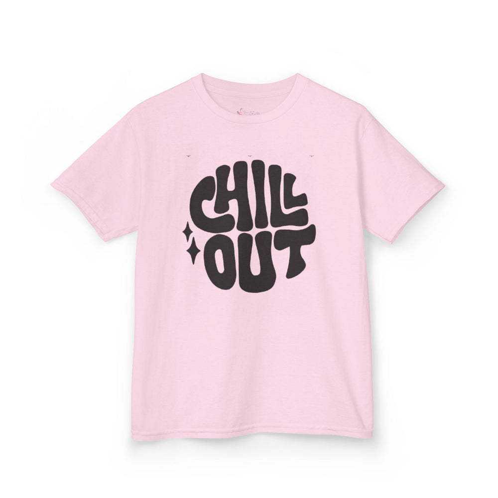 Gildan 5000B | Groovy "Chill Out" Kids' Cotton T-Shirt – Retro Aesthetic Youth Graphic Tee