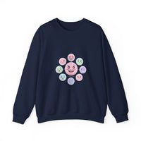 Pastel Doodle Emoticon Pattern Sweatshirt | cute emoji sticker repeat