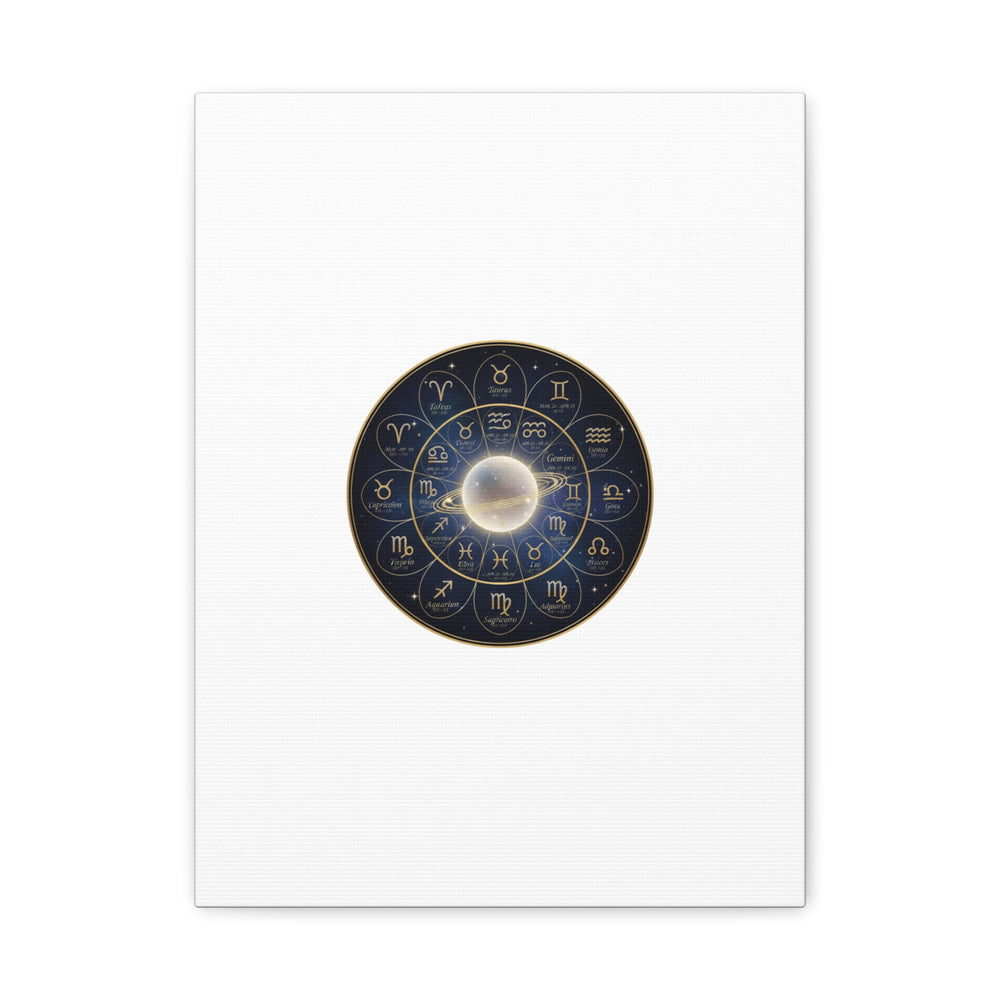 Zodiac Constellation Wheel Canvas, Astrology Art Print | Gold Foil Galaxy