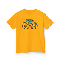 Gildan 5000B | "Happy Trio" Kids' Premium Cotton Graphic Tee | Little Smiles & Winks – Fun Cartoon Kids’ T-Shirt | Joyful Friends Unisex Kids' Summer Graphic Tee