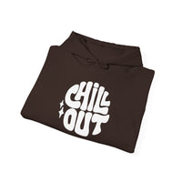 Gildan 18500 | Unisex "Chill Out" Retro Graphic Hoodie – Bold Puff Lettering Pullover – Premium Soft Fleece Streetwear