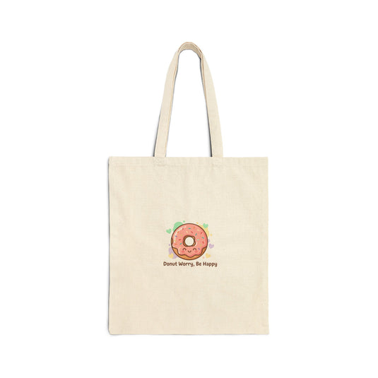 Donut Worry Be Happy Tote | Food Pun Illustration, Cozy Snack Humor
