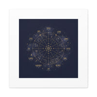 Gold Zodiac Wheel Canvas | Astrology Constellation Art, Cosmic Wall Print