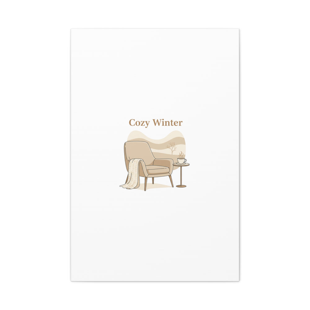 Cozy Winter minimal line art Canvas | Slow Life, soft life neutral wall decor
