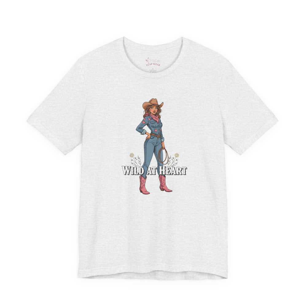 Bella+Canvas3001 | Wild at Heart Cowgirl Tee | Western Valentine, boot heart design