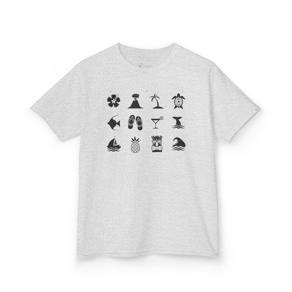 Gildan 5000B | Kids' Tropical Summer Icons Tee – Fun Beach & Vacation Graphic T-Shirt