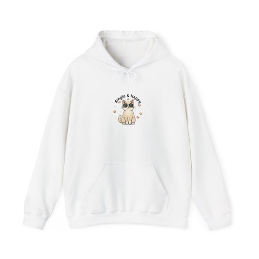 Solo & Happy Hoodie | Anti Valentine, Single Humor, Cute Pug Graphic