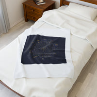 Zodiac Constellation Wheel Velveteen Plush Blanket | Astrological Cosmic Map, Gold Foil Accents