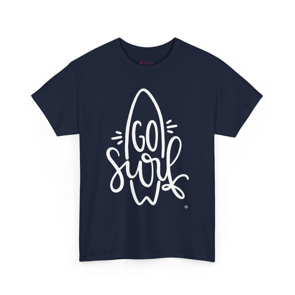 Gildan 5000 | Unisex Go Surf Cotton T-Shirt - Minimalist Coastal Surfboard Design