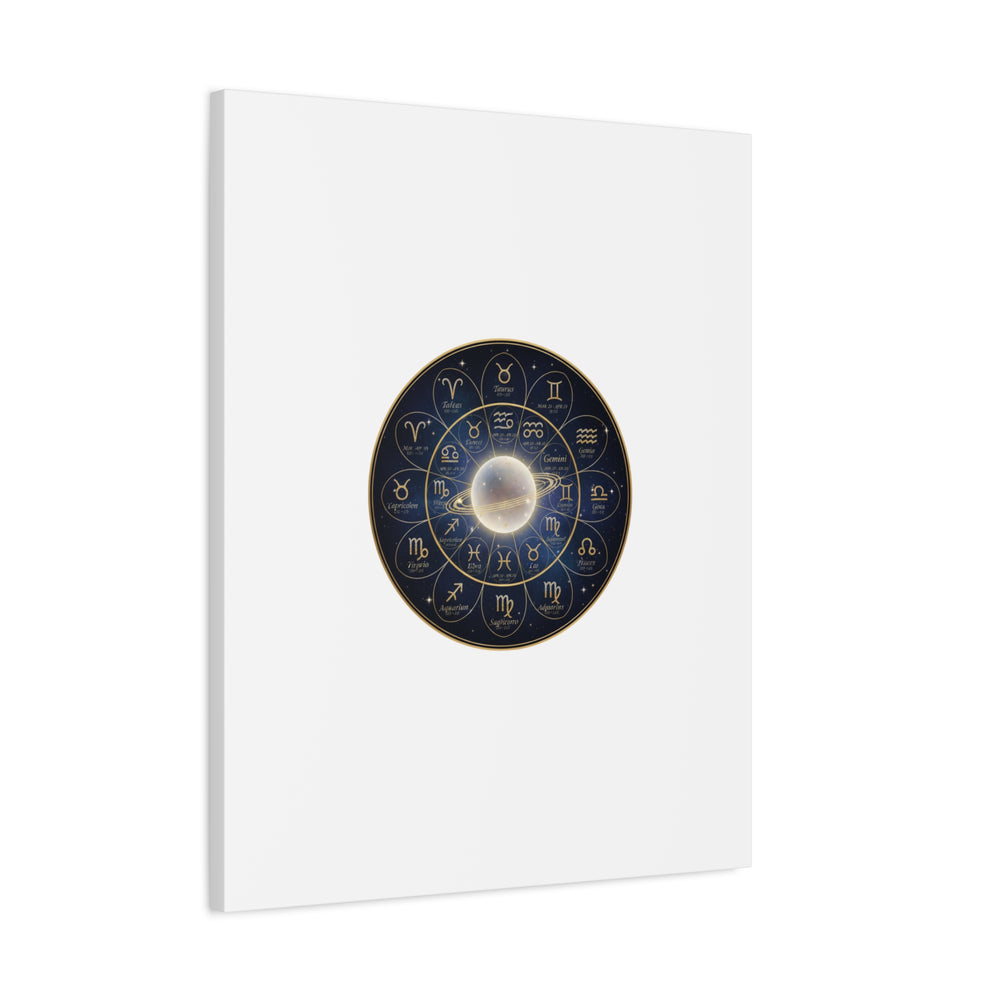 Zodiac Constellation Wheel Canvas, Astrology Art Print | Gold Foil Galaxy
