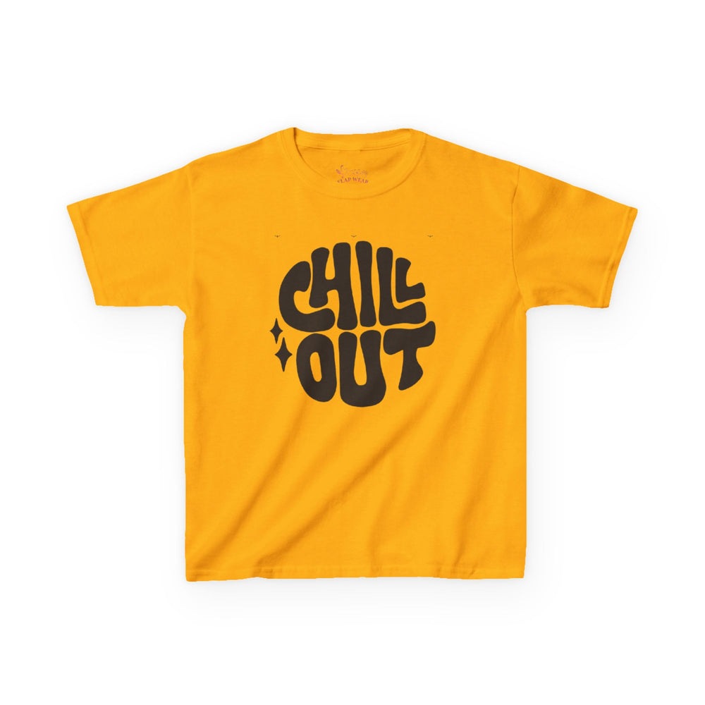 Gildan 5000B | Groovy "Chill Out" Kids' Cotton T-Shirt – Retro Aesthetic Youth Graphic Tee
