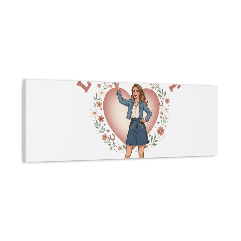 Love & Grit Canvas, Western Valentine Cowgirl Heart Poster | Cowboy Valentine