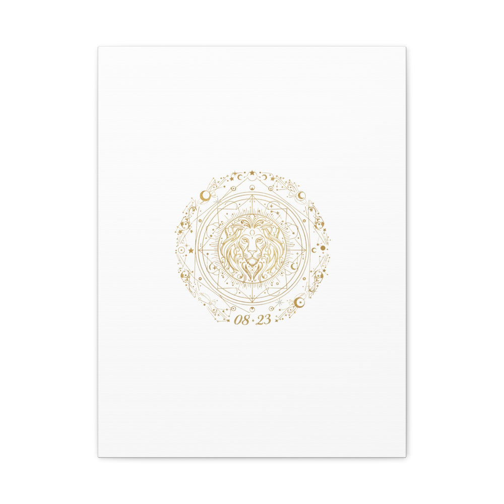 Gold Leo Zodiac Canvas, Astrological Constellation Art | Metallic Lion Wall Art