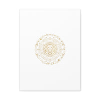 Gold Leo Zodiac Canvas, Astrological Constellation Art | Metallic Lion Wall Art