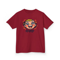 Gildan 5000B | "Happy" Tee: Kids' Retro Cartoon Happy Face T-Shirt – Soft & Vibrant | Toddler & Youth "Happy" Graphic Tee – Cute Character Design | Super Happy Kids’ Cotton T-Shirt – Comfortable...