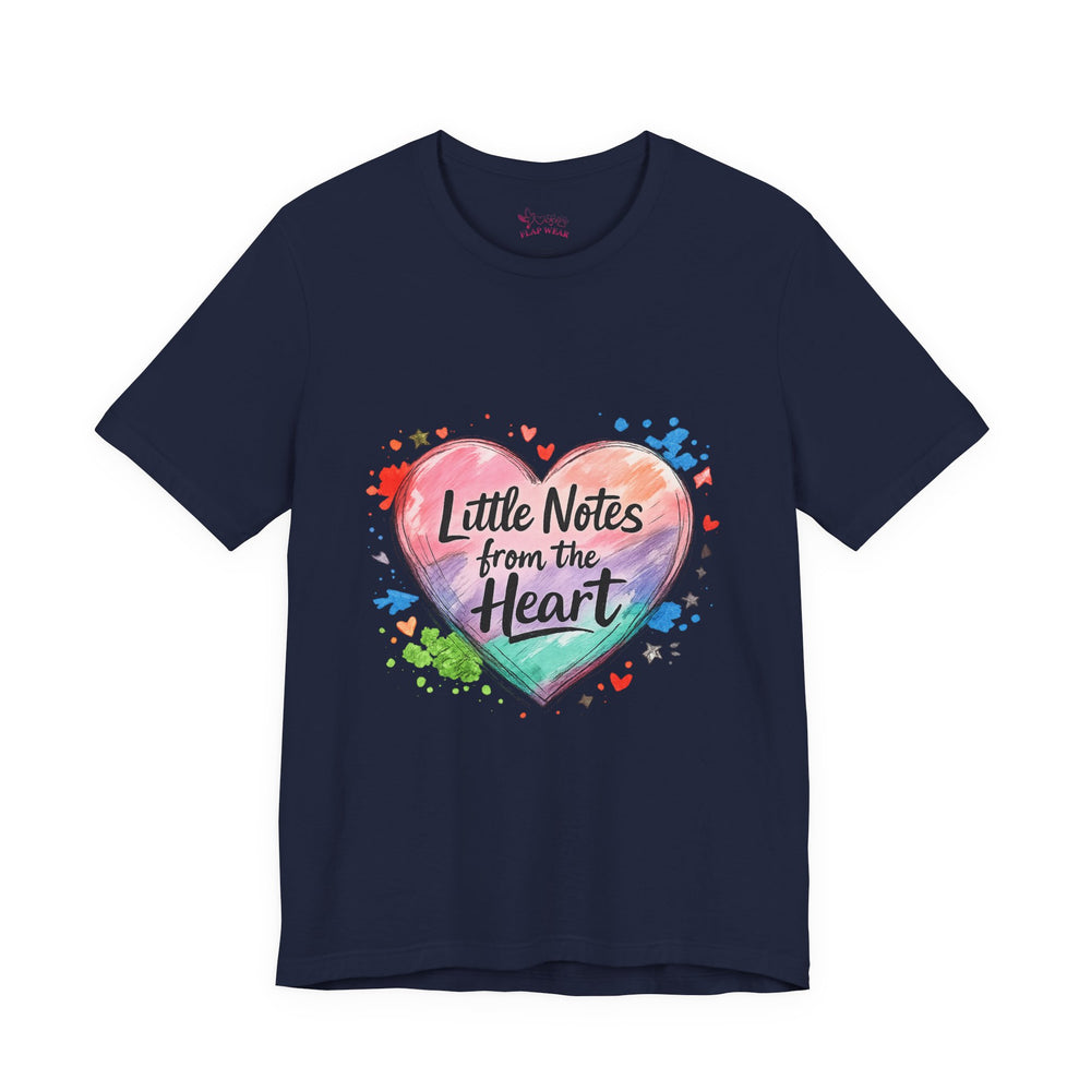 Bella+Canvas 3001 | "Little Notes from the Heart" Heart-Shaped Aesthetic T-Shirt | Little Notes from the Heart Tee | hand‑drawn marker effect, doodle art