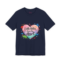 Bella+Canvas 3001 | "Little Notes from the Heart" Heart-Shaped Aesthetic T-Shirt | Little Notes from the Heart Tee | hand‑drawn marker effect, doodle art