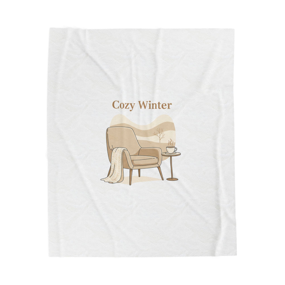 Cozy Winter chair illustration Plush Blanket | Slow Life minimal cozy home