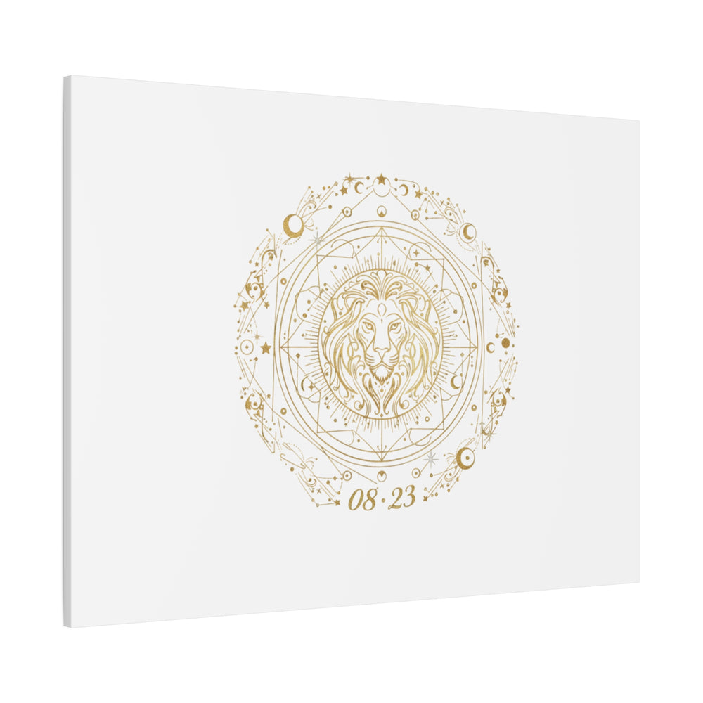 Gold Leo Zodiac Canvas, Astrological Constellation Art | Metallic Lion Wall Art