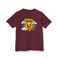 Gildan 5000B | Kids' Happy Sun & Smiling Clouds Graphic Tee – Vibrant Summer Mood T-Shirt