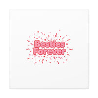 Besties Forever Canvas | Galentine’s Friendship Wall Art, Pink Confetti