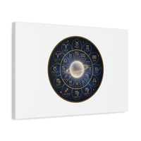 Zodiac Constellation Wheel Canvas, Astrology Art Print | Gold Foil Galaxy