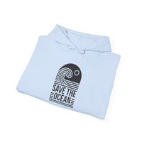 Gildan 18500 | Unisex "Save the Ocean" Wave Graphic Hoodie – Eco-Conscious Surf Style – Premium Fleece Tropical Pullover