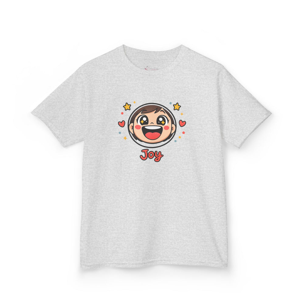 Gildan 5000B | "Joy" Sparkle Character Kids' Tee | Fun & Comfortable Youth T-Shirt | Kids T‑Shirt — Cute Smiling Character "Joy" Graphic