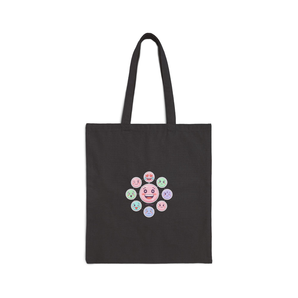 Hand-Drawn Emoticon Pattern Tote | Cute Emoji Sticker Pastel Repeating Print