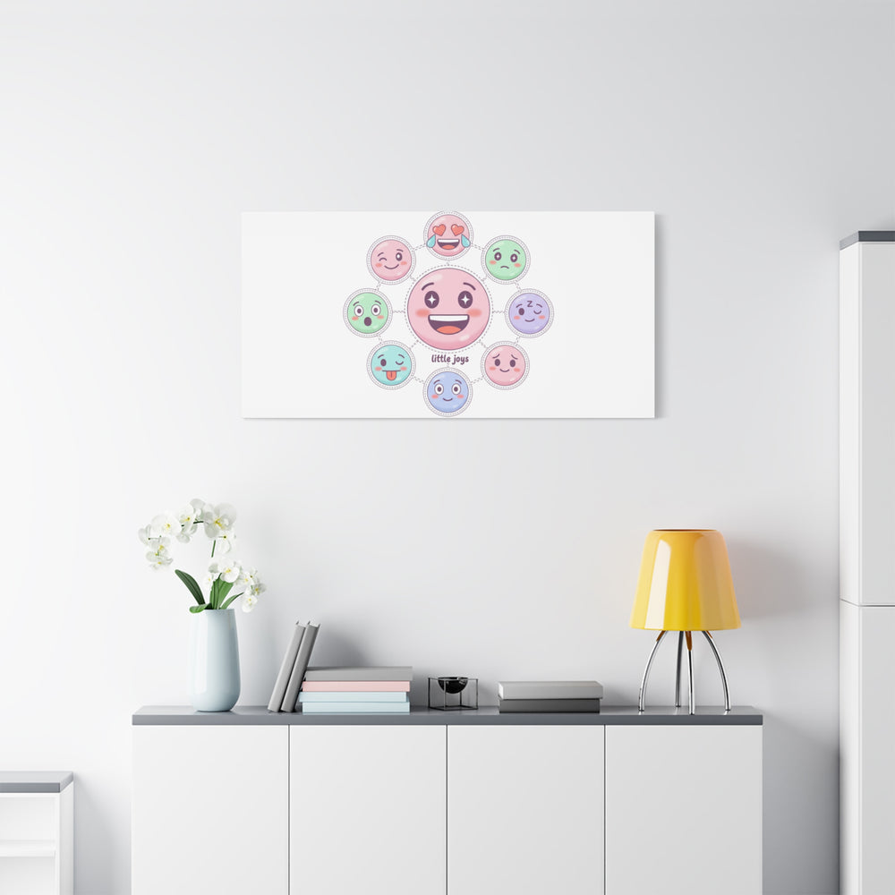 Hand-Drawn Emoticon Sticker Pattern Canvas | Cute Emoji Repeat Print