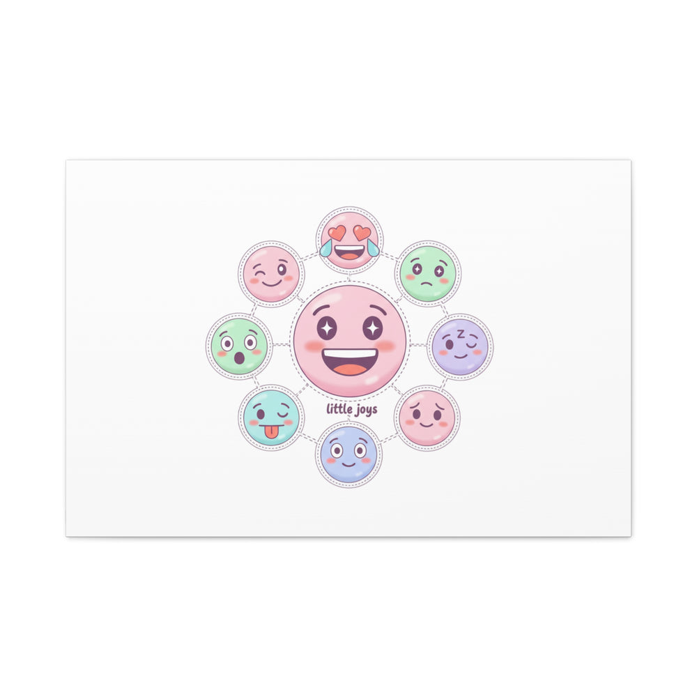 Hand-Drawn Emoticon Sticker Pattern Canvas | Cute Emoji Repeat Print