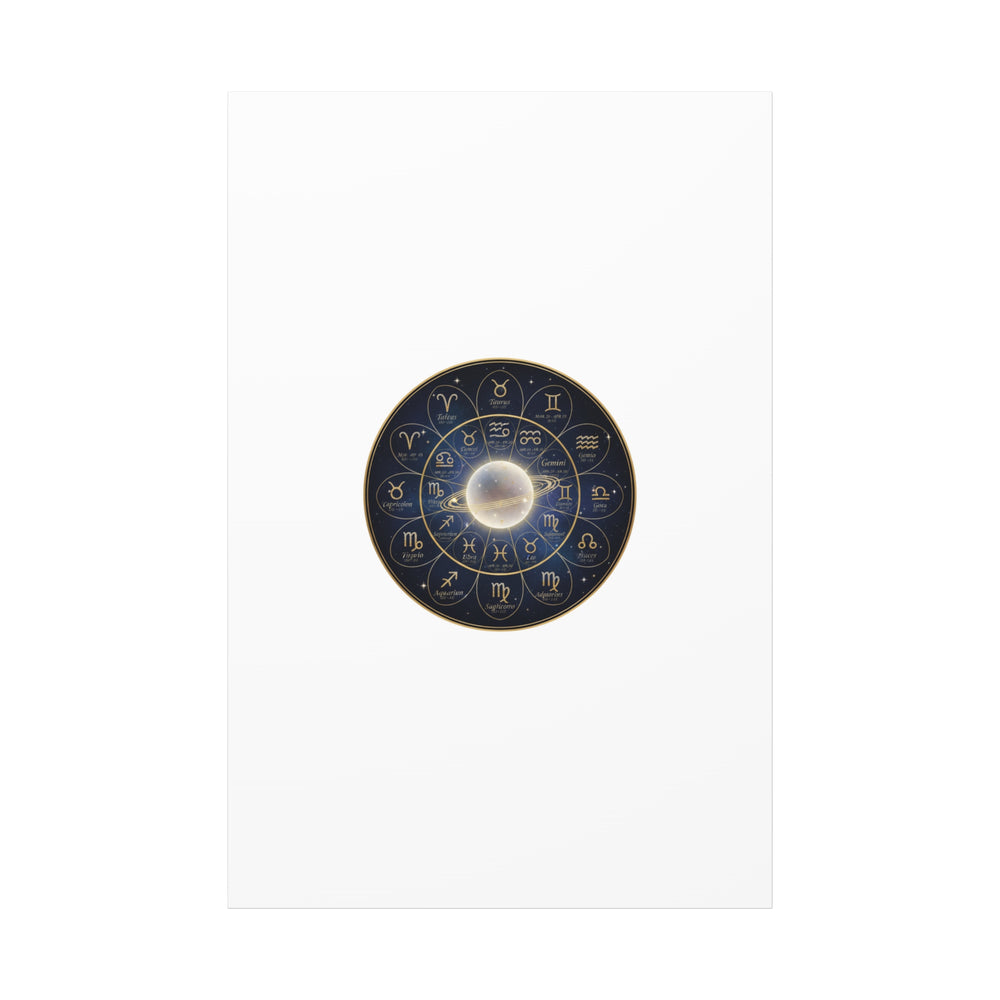 Zodiac Constellation Wheel Canvas, Astrology Art Print | Gold Foil Galaxy