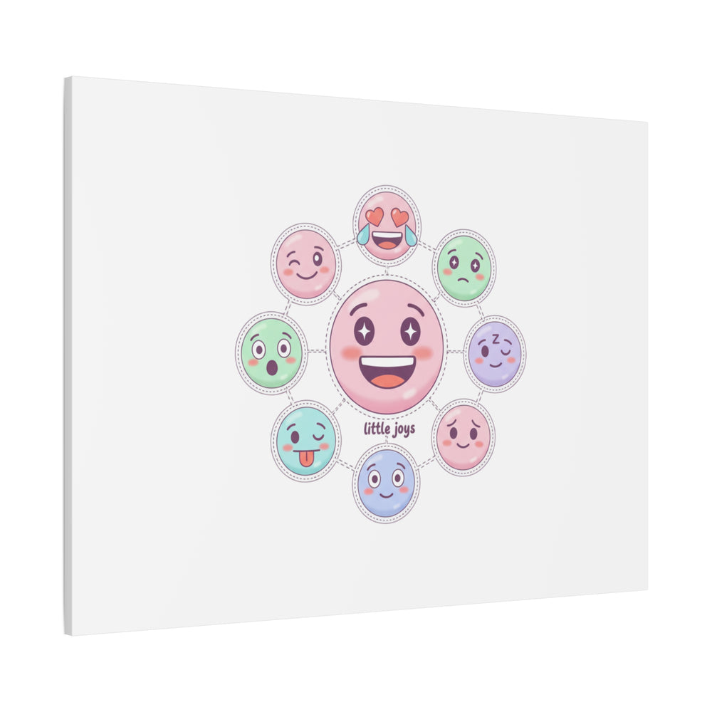 Hand-Drawn Emoticon Sticker Pattern Canvas | Cute Emoji Repeat Print