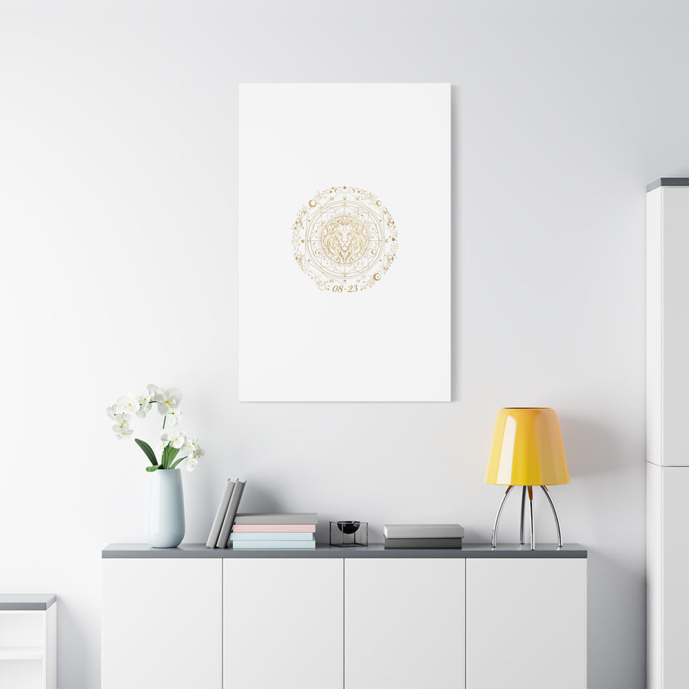 Gold Leo Zodiac Canvas, Astrological Constellation Art | Metallic Lion Wall Art